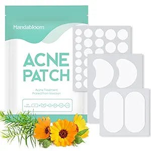 Mandabloom Acne Pimple Patches, 6 Sizes 104 Patches for Large Zit Breakouts, Acne Patches for Face, Chin or Body, Hydrocolloid Bandages Acne Treatment with Tea Tree & Calendula Oil & Salicylic Acid