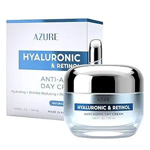AZURE Hyaluronic Acid & Retinol Anti Aging Day Cream - Rejuvenating & Hydrating Face Moisturizer - Reduces Wrinkles & Fine Lines - Evens Skin Tones & Dark Spots - Skin Care Made in Korea - 50mL / 1.69 fl.oz.