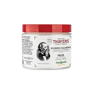 THAYERS Alcohol-Free Witch Hazel Blemish Clearing Pads, 60 Pads