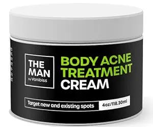 Vanibiss The Man Body Acne Treatment Cream - Butt Acne Cream for Men - Clears Pimples, Zits, Razor Bumps, Dark Spots - Back Acne Clearing Lotion (4oz)