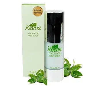 Tea Tree Oil Acne Serum - Treats Blemishes, Spots, Scars, Bacne, Pimples, Blackheads, Whiteheads with Natural & Organic Ingredients - Fastest Spot Treatment For Acne Prone Skin - by Keeva Organics