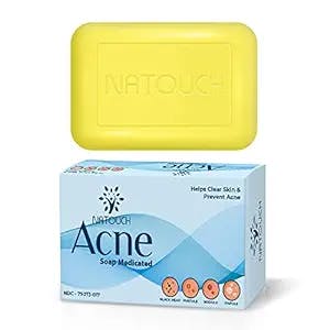 Natouch Acne Treatment Soap Bar, Antifungal Medicated Soap Bar, Acne Body Wash with Salicylic Acid, Acne Scars and Dark Spot Remover with Natural Essential Oil for Face, Body, Back, and Butt