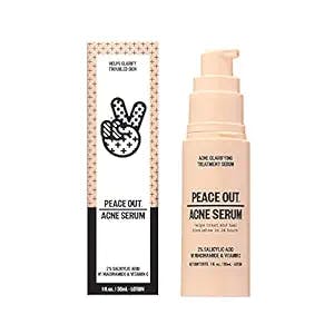 Peace Out Skincare Acne Serum | Daily Multi-Benefit Face Serum with 2% Salicylic Acid to Target Pimples, Zits, Blemishes and Breakouts | For Clearer-Looking Skin (1 fl oz)