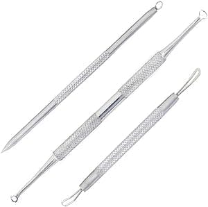 ZFO Pimple Popper Tool, Professional Stainless Steel Blackhead Remover for Nose, Cheeks, Chin, Forehead and Face, 3Pcs Surgical Grade Fatty Grains and Zit Extractor