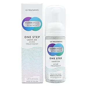 ClearSynergy One-Step Acne Treatment Foam, Dermatologist Tested, Non-Irritating, Safe for All Skin Types Including Sensitive Skin, Vanishes Quickly, Fragrance Free, 1.69 Fl Oz