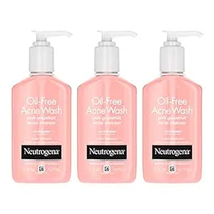 Neutrogena Oil-Free Pink Grapefruit Pore Cleansing Acne Wash and Daily Liquid Facial Cleanser with 2% Salicylic Acid Acne Medicine and Vitamin C, 6 fl. oz (Pack of 3)