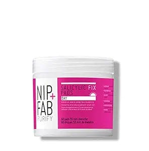 Nip + Fab Salicylic Acid Fix Day Pads for Face with Aloe Vera, Exfoliating Facial Pad BHA Exfoliant for Skin Hydration Acne Breakouts Refining Pores Oil Control, 60 Pads, 2.7 Ounce