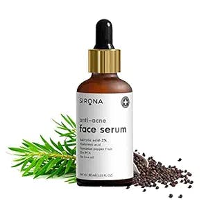 Sirona 2% Salicylic Acid Face Serum Open Pores - 30 ml | Reduces Excess Oil & Bumpy Texture | with Tee Tree Oil, Hyaluronic Acid and Vitamin E