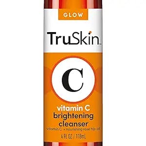 TruSkin Vitamin C Facial Cleanser, Brightening Anti-Aging Face Wash Blend includes Vitamin E, Tea Tree Oil, Rosehip Oil & Aloe Vera, for Daily Use to Fight UV Damage to Skin & Fight Acne, 4 fl oz