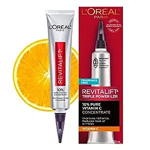 L'Oreal Paris Revitalift 10% Pure Vitamin C Face Serum, Radiant and Brighter Skin, Visibly Reduced Wrinkles, Fragrance Free 1 0z.