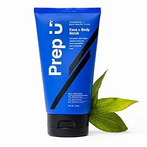 Prep U Activated Charcoal Scrub for Teen, Men and Athletes – All Natural, Exfoliating Face and Body Scrub for Blemishes and Back Acne – 5 Fl Oz
