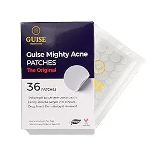 GUISE Mighty Acne Patch,Medical Grade Ultra-Thin Hydrocolloid Acne Pimple Patch for Covering Zits and Blemishes,Spot Stickers for Face and Skin,Certified Vegan, Cruelty Free (36 Count)