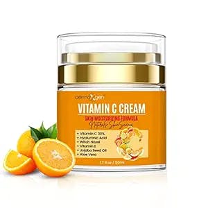 DERMAXGEN Vitamin C Moisturizing Cream - Organic Glowing Skin Anti-Aging, Rejuvenating, Boosting Collagen Hydrating for Dull, Dry & Sensitive & Oily Skin - 1.7 FL OZ.