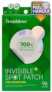 Troubless Invisible Pimple Spot Patch - Signature, Hydrocolloid Acne Patches for Face | Ultra Thin Acne Patches with Easy Peel Handle | Overnight Pimple Patches | Invisible Zit Stickers | 2 Sizes, 96 Count (Pack of 1)