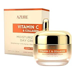 AZURE Vitamin C & Collagen Moisturizing Day Cream - Anti Aging, Revitalizing & Brightening Moisturizer - Reduces Fine Lines & Wrinkles, Diminishes Signs of Aging - Skin Care Made in Korea - 50mL / 1.69 fl.oz.