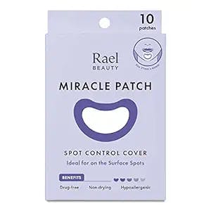 Rael Pimple Patches, Miracle Patches Large Spot Control Cover - Hydrocolloid Acne Patches for Face, Strip for Breakouts, Zit and Blemish Spot, Breakouts, Facial Stickers, All Skin Types, Vegan, Cruelty Free (10 Count)