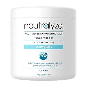 Neutralyze Exfoliating Acne Pads - Maximum Strength, Dual Textured Acne Wipes for Face & Back - Medical Grade 2% Mandelic Acid & Salicylic Acid Pads - Acne Cleansing Wipes (100 Acne Face Pads)