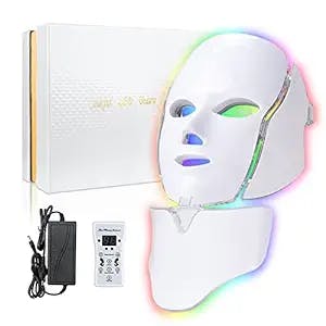 LOUDYKACA Led Face Mask Light Therapy 7 Color Led Light Therapy Facial Mask Blue Red Light Therapy for Face Acne Reduction Skin Care Mask