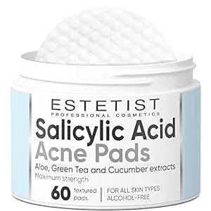 Salicylic Acid Acne Pads Maximum Strength Facial Peel Resurfacing & Exfoliating Radiance Pads Daily Skin Care Treatment Сlean Pores Blackheads Prevention Face Wash Wipes For Teens Women & Men 60 Count