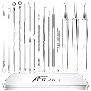 Pimple Popper Tool, 15 PCS Blackhead Remover Tools Kit, Acne Extractor Tool, Professional Stainless Pimple Acne Blemish Removal Tools Set with Metal Case (Silver)