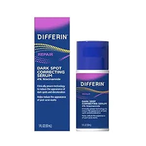 Differin Dark Spot Correcting Face Serum, Dark Spot Correcting Serum by the makers of Differin Gel, Gentle Skin Care for Acne Prone Sensitive Skin, 1 oz (Packaging May Vary)