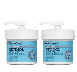 NATURE WELL Clinical Retinol Advanced Moisture Cream for Face, Body, & Hands, Boosts Skin Firmness, Enhances Skin Tone, No Greasy Residue, Includes Pump, 2 Pack (10 Oz Each)