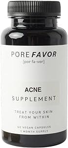 POREFAVOR Skin Support Acne Supplements – Vegan Skin Care Vitamins, 60 All-in-One Clear Skin Vitamins for Spots, Blemishes & Oil Control, Skincare Capsules for Women, Men, & Teens (1 Month Supply)