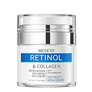 Retinol Facial Cream, Collagen Cream with Hyaluronic Acid, Anti-Aging Facial Moisturizer Day and Night, Serum for All Skin Types for Men and Women1.7Fl Oz