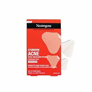 Neutrogena Stubborn Acne Pimple Patches, Acne Treatment for Face, Ultra-Thin Hydrocolloid Patches Provide Optimal Healing for Pimples, 2 Sizes, 10 Patches