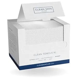 Clean Skin Club Clean Towels XL, Biobased Face Towel, Disposable Face Towelette, Facial Washcloth, Makeup Remover Dry Wipes, Ultra Soft, 50 ct, 1 pack