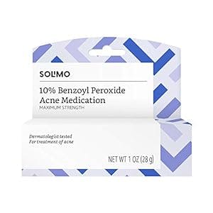 Amazon Brand - Solimo 10% Benzoyl Peroxide Acne Medication, Maximum Strength, 1 Fluid Ounce
