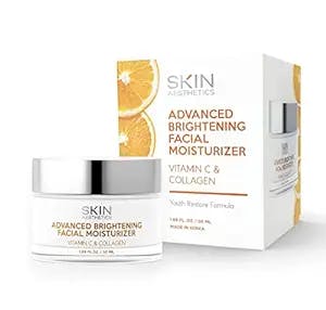 Skin Aesthetics Vitamin C and Collagen Daily Face Moisturizer - Reduce Fine Lines & Wrinkles, Anti-aging, Advanced Brightening Day Cream - Cruelty Free Korean Skincare For All Skin Types - 1.69 Fl. oz