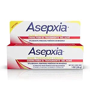 Asepxia Acne Spot Treatment Cream for Pimples and Blackheads with 10% Benzoyl Peroxide, 1 ounce, White, (GEN00669)