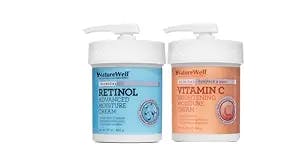 NatureWell 2.0 Vitamin C + Retinol Bundle, Vitamin C Brightening Moisturizer (16 Oz) + Retinol Advanced Moisturizer (16 Oz), Non-Greasy, Ultimate Hydration, Skin Enhancing, For Face & Body