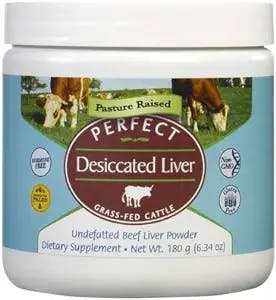 Perfect Desiccated Liver Powder, 100% Grass Fed Undefatted Argentine Natural Beef Liver Supplements, 180 Grams