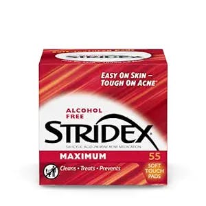 Stridex Medicated Acne Pads, Maximum, 55 Count – Facial Cleansing Wipes, Alcohol Free Face Pads, Acne Treatment for Face, For Moderate Acne, Smooth Application