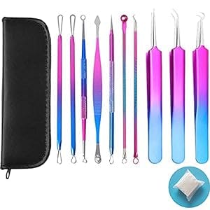 Blackhead Remover Tools,Pimple Popper Tool Kit Comedone Extractors with Acne Removal Kit for Blemish, Quick and Easy Removal of Pimples, Blackheads, Zit Removing, Forehead with Makeup Cotton