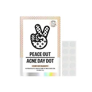 Peace Out Skincare Acne Day Dot Jumbo | 6-hour Fast Acting Sheer Hydrocolloid Pimple Patches with Salicylic Acid | Ultra-Thin, Virtually Invisible | Quickly Clear Breakouts, Blemishes and Zits (40 dots)