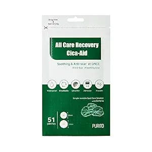 PURITO All Care Recovery Cica-Aid 51 Patches,Blemish Spot, Acne pimple spot treatment, hydrocolloid Dots, Acne patch, Pimple Master, Absorbing cover, Centella, Invisible, Healing Patch, Non-drying
