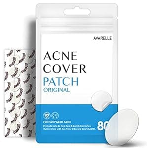Avarelle Pimple Patches (40 Count) Hydrocolloid Acne Cover Patches | Zit Patches for Blemishes, Zits and Breakouts with Tea Tree, Calendula and Cica Oil for Face | Vegan, Cruelty Free Certified, Carbonfree Certified (40 PATCHES) (Medium, 80)