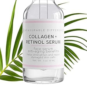 Measurable Difference Collagen Retinol Serum, Anti-Aging Facial Serum for Wrinkles, Fine Lines, Pure Anti-Wrinkle Face Serum In Pump Bottle for Restoring Skin Elasticity, Reducing Acne, 1 Oz