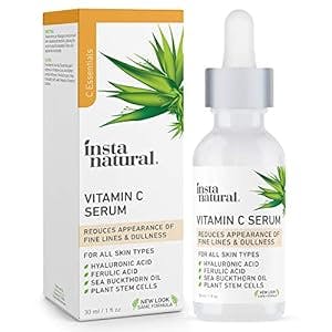 InstaNatural Vitamin C Serum, Vitamin C Serum for Face with Hyaluronic Acid and Ferulic Acid, Brightening Serum and Anti Aging Serum