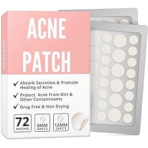 ACNE PATCH Pimple Healing Patch 72 dots-Absorbing Hydrocolloid Spot Dots, Invisible, Blemish Spot, Skin Treatment, Facial Stickers, Two Sizes, Blends in with skin, 1.0 Count