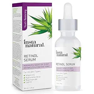 InstaNatural Retinol Serum for Face with Niacinamide, Vitamin C, and Hyaluronic Acid, Anti Aging for Firmer Skin, Lines & Wrinkles & Brightening Serum