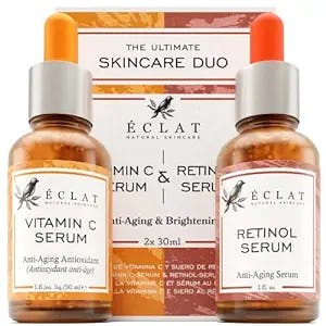𝗪𝗜𝗡𝗡𝗘𝗥 𝟮𝟬𝟮𝟯* Retinol Serum & Vitamin C Serum, Retinol Serum for Eyes, Night Serum & Day Face Serum Set to Reduce Fine Line, Vitamin C Retinol Serum for Face, Wrinkles & Acne Scar Face Serums