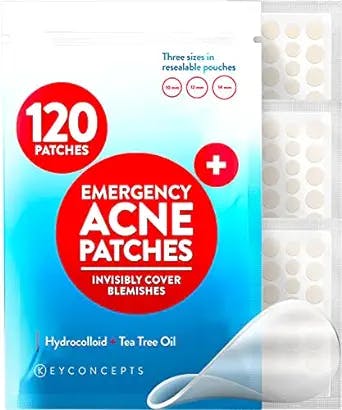 KEYCONCEPTS Pimple Patches (120 Pack), Hydrocolloid Acne Patches with Tea Tree Oil - Pimple Patches for Face - Zit Patch and Pimple Stickers - Hydrocolloid Acne Dots for Acne - Zit Patches - Acne
