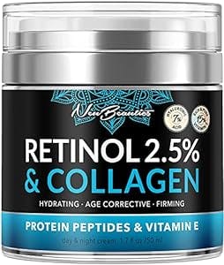 Retinol Cream for Face With Collagen & Hyaluronic Acid - Anti Aging Face Moisturizer for Women - Made in USA - Wrinkle Night Cream for Face - Skin Tightening & Firming - 1.7 Oz