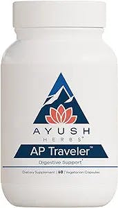Ayush Herbs Ayurveda AP Traveler for Gastrointestinal Support with Neem, Pippali, and Bitter Melon, All-Natural Magnesium Supplement Capsules for Adults and Children, 60 Capsules