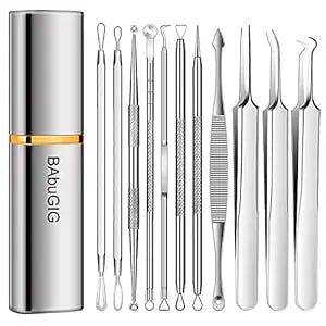 BAbuGIG Pimple Popper Tool Kit,Acne Removal Tool kit 11 Pcs Remover Comedone Extractor for Quick and Easy Removal of Pimples, Blackheads for Acne Blemish Removal