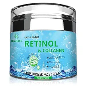 Retinol Cream for Face, Collagen Cream With Hyaluronic Acid for Anti-Aging & Face Moisturizing, Moisturizer Face Cream for Firming Skin and Anti-Wrinkle, for Face With Vitamin C+E Natural-Ingredient Designed by USA Day&Night For Men Women